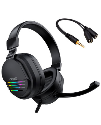 Auscultadores estéreo Gaming COOL Nitro RGB Lighting + Adapt. Áudio de 3,5 mm incluído