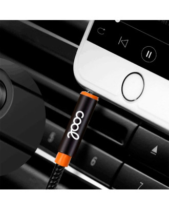 Cabo Jack 3,5 mm para Jack 3,5 mm COOL Áudio-Áudio Nylon Preto (1m)