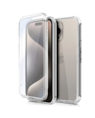 Capa COOL de Silicone 3D para iPhone 15 Pro Max (frente e verso transparentes)
